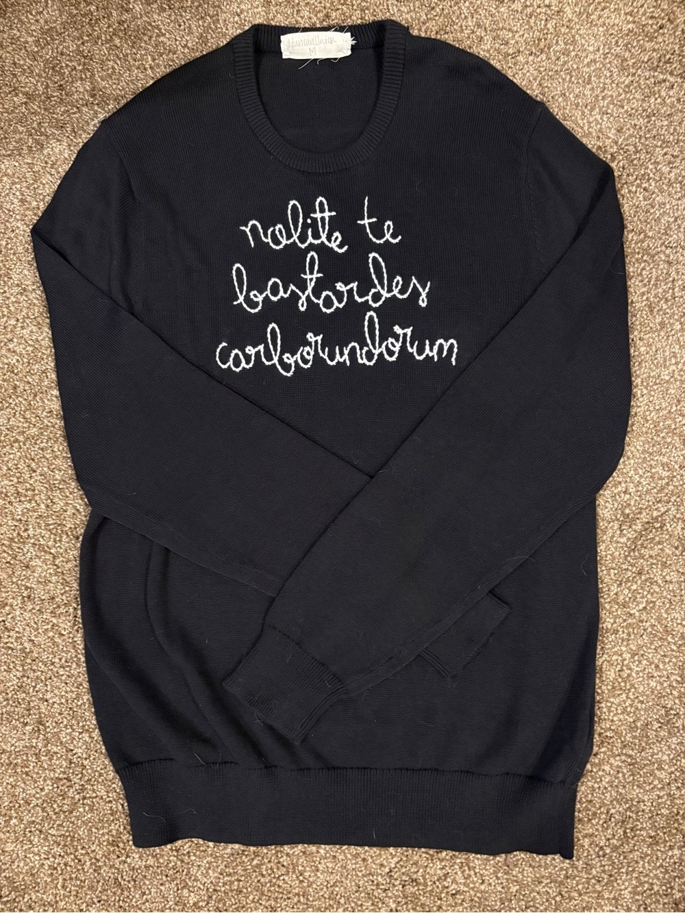 Handmade Black Sweater with Handmaid’s Tale Embroidery